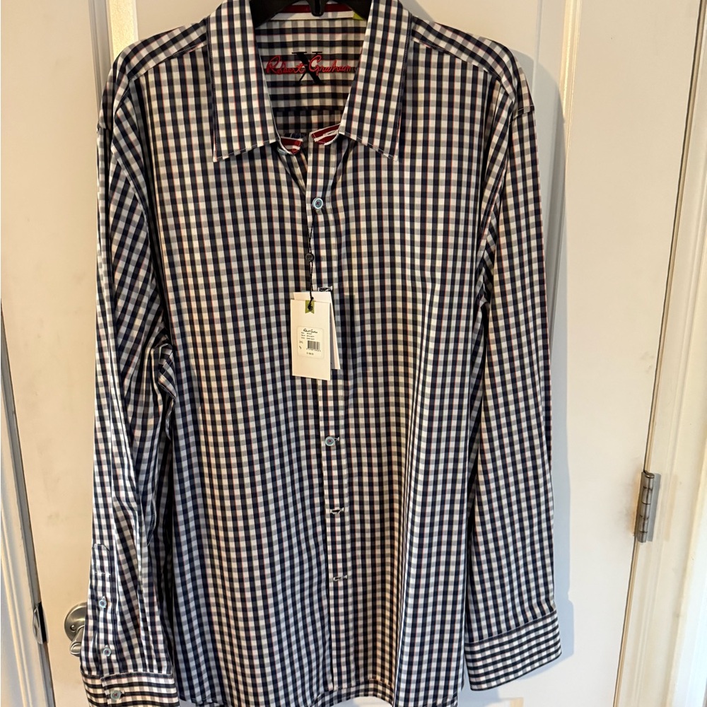 Robert Graham Navy and White Checkered Shirt